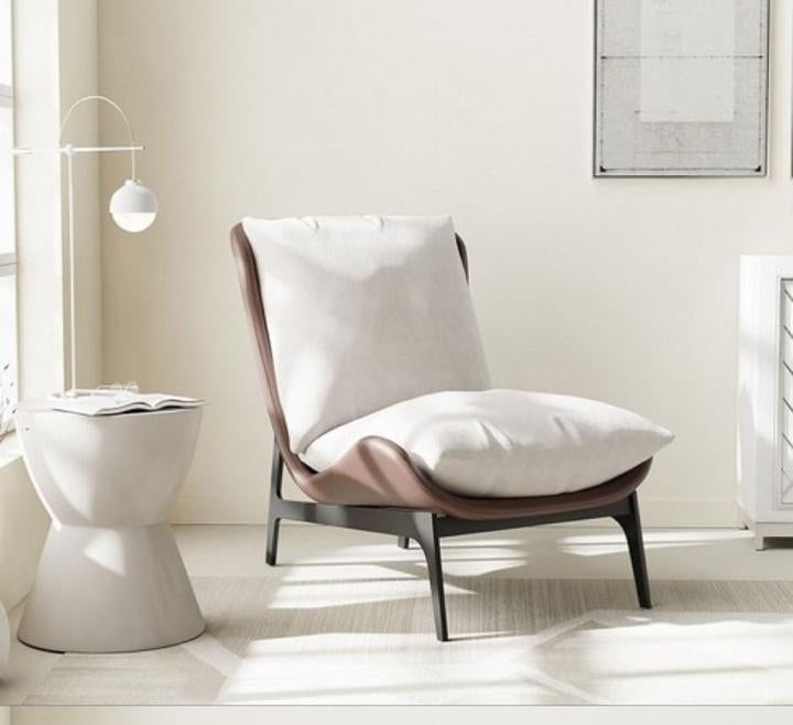 Silla poltrona policuero beige-café 67cm* 78cm* 75cm